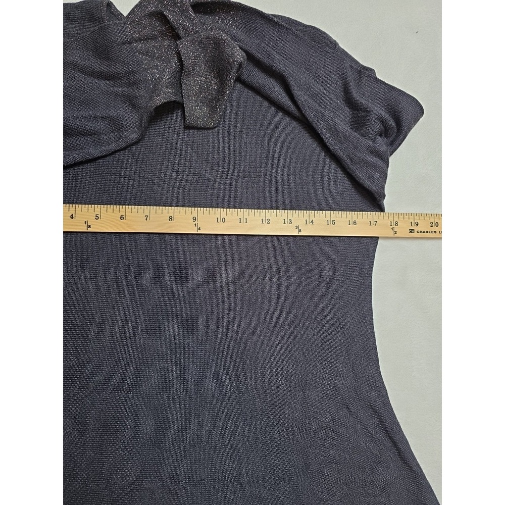 Nic + Zoe Scoop Neck Long Sleeve Top Medium Dark Gray Sparkle Wrist Romantic - Picture 6 of 8